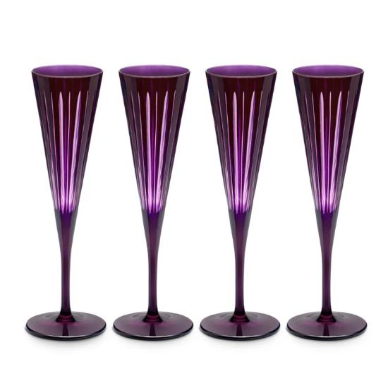 Picture of New Set of 4 Champagne Flutes, Purple