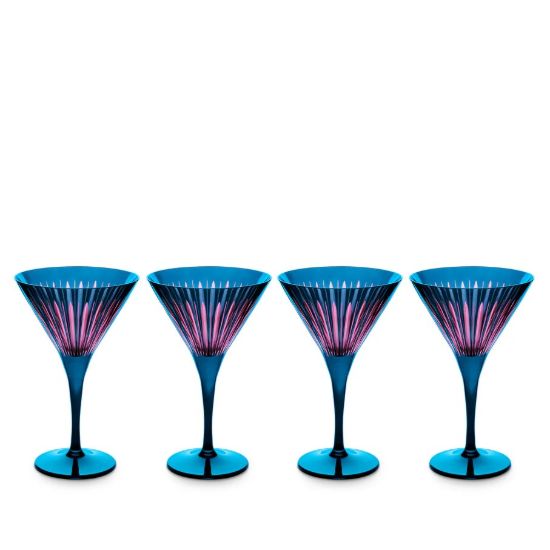 Picture of New Set of 4 Martini Glasses, Blue