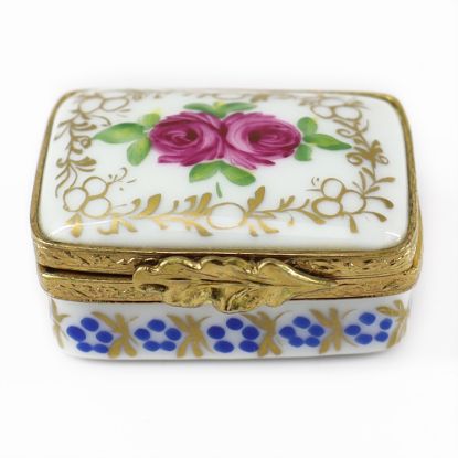 Picture of Limoges Traditional White & Gold Trinket Box With Floral Details