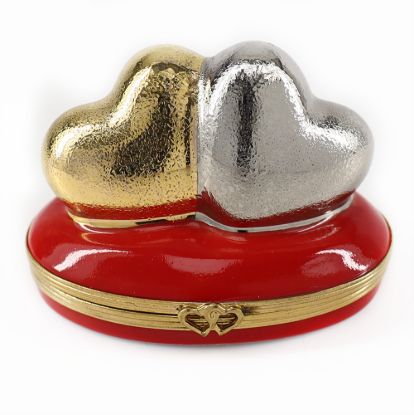Picture of Limoges Porcelain Double Metallic Heart Trinket Box