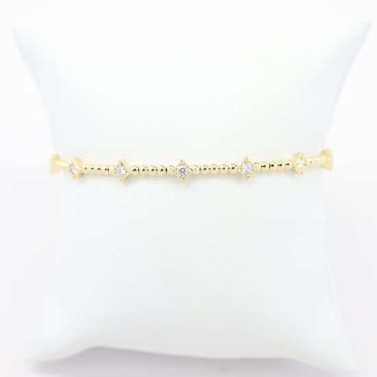 Picture of 14k Yellow Gold Diamond Stations Flexible Bangle Bracelet