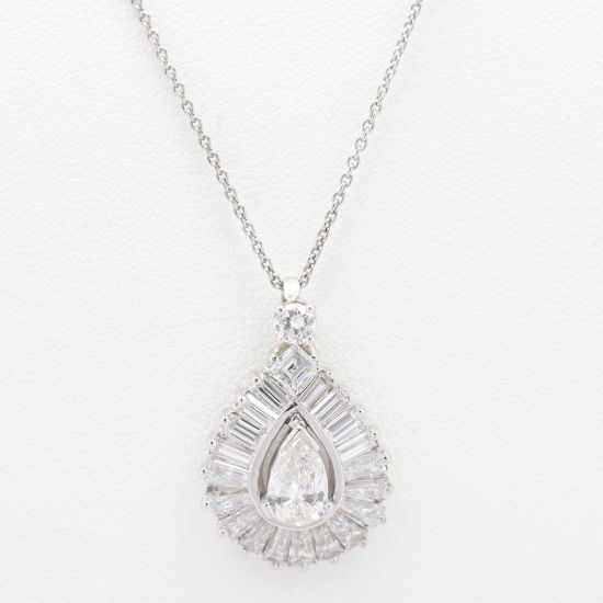 Picture of Platinum Pear Cut & Diamond Halo Pendant