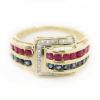 Picture of 14K Yellow Gold Diamond, Ruby & Sapphire Ring