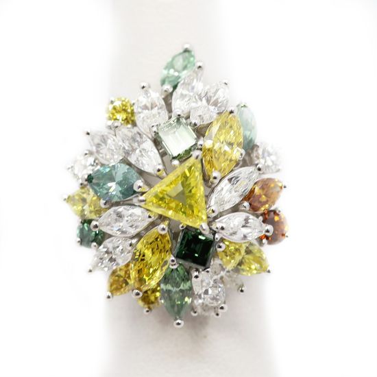 Picture of Platinum Ring with Multi-Color Diamonds
