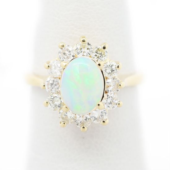 Picture of 14k Yellow Gold Opal & Diamond Ring