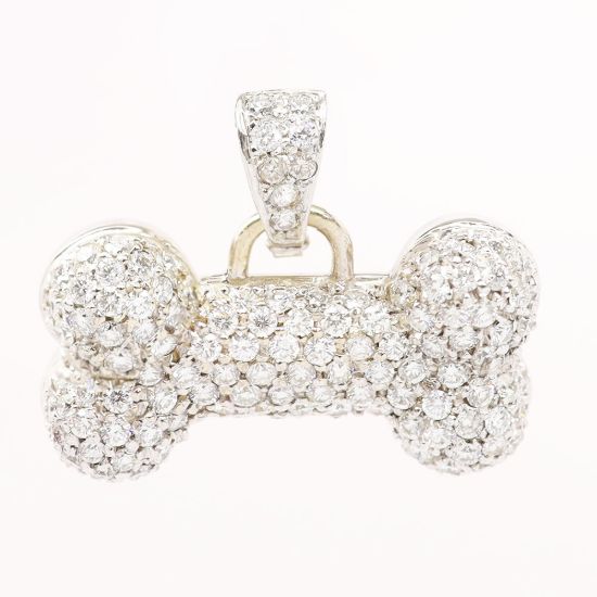 Picture of 18k White Gold Pavé Set Diamond Bone Pendant