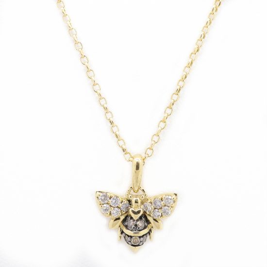 Picture of 14k Yellow Gold Diamond Bee Pendant