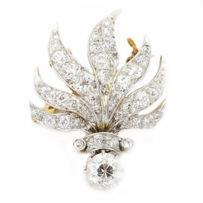 Picture of Antique 14k Yellow Gold & Platinum Diamond Brooch