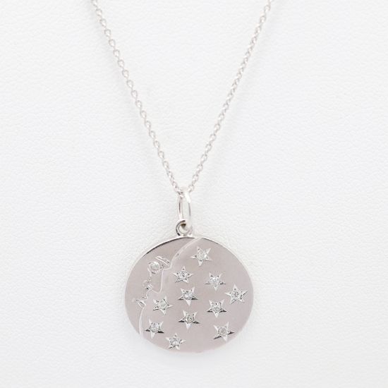 Picture of Platinum Diamond Crescent & Stars Pendant