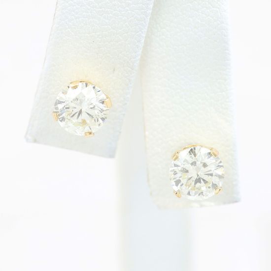 Picture of 14k Yellow Gold Brilliant Diamond Solitaire Earring Studs