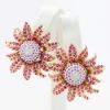 Picture of 14k Two Tone Gold Pavé Set Ruby, Sapphire, & Diamond Flower Earrings